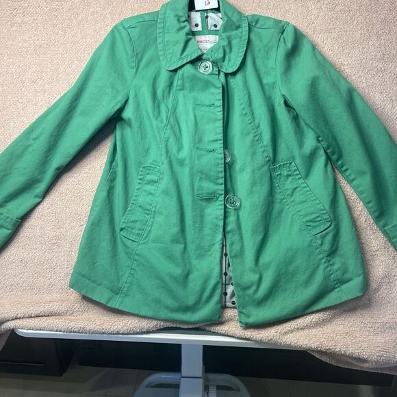 Weather Tamer Women's Pea Coat Kelly Green Size Small Polka Dot Lining Gorgeous! - Picture 1 of 11